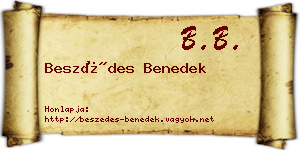 Beszédes Benedek névjegykártya